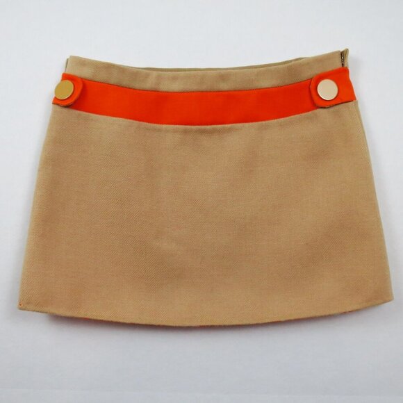 Marc Jacobs Camel and Orange Wool Micro Mini Skirt Appliqué Button Detail 4 - Picture 2 of 14